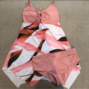 NAFLEAP Two Piece Swimsuit Tankini Top Bikini Bottom Women’s Size XXL Floral